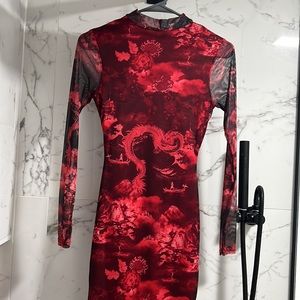 Printed Red Dress